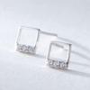 Beixi S925 Sterling Silver Mini Square Geometric Diamond Stud Earrings