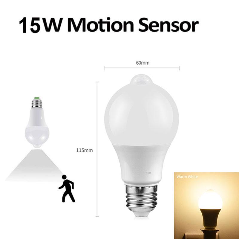 E27 PIR LED żarówka z czujnikiem ruchu lampa samochodowa na podczerwień 12W 15W 18W 20W 110 / 220V do domu kuchnia schody balkon
