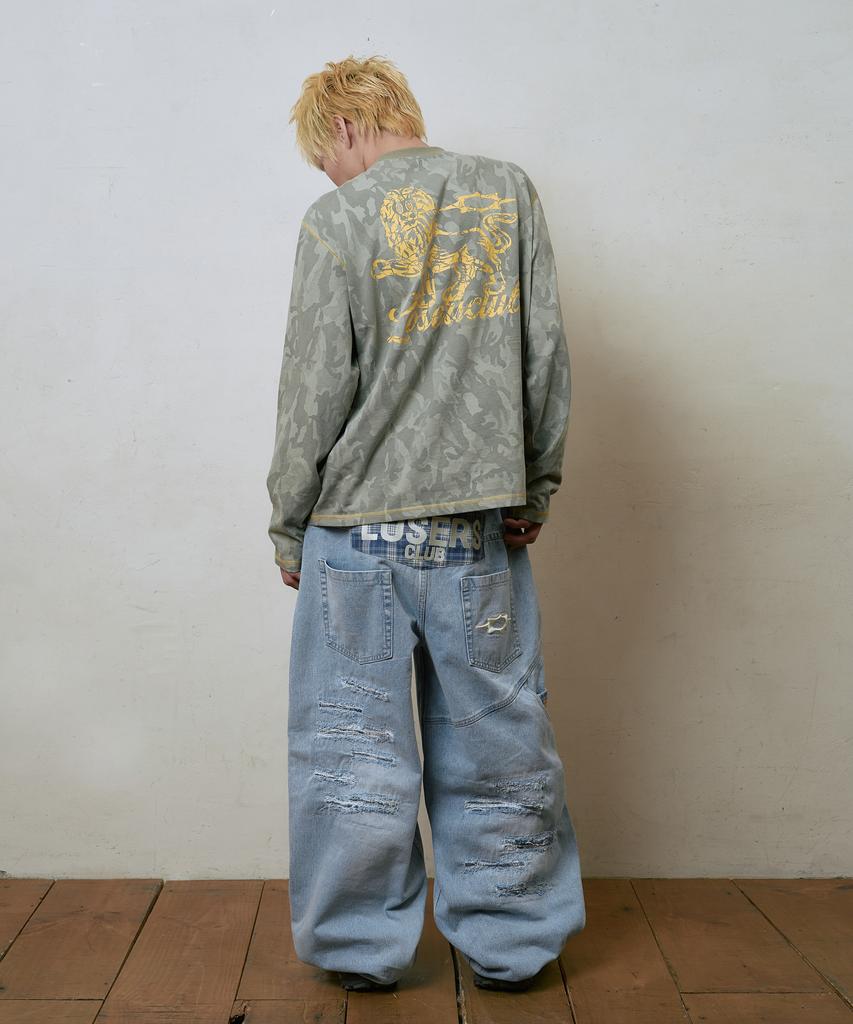 Lujeoseukeulleob Crack Logo Long Sleeve T-Shirt Camo