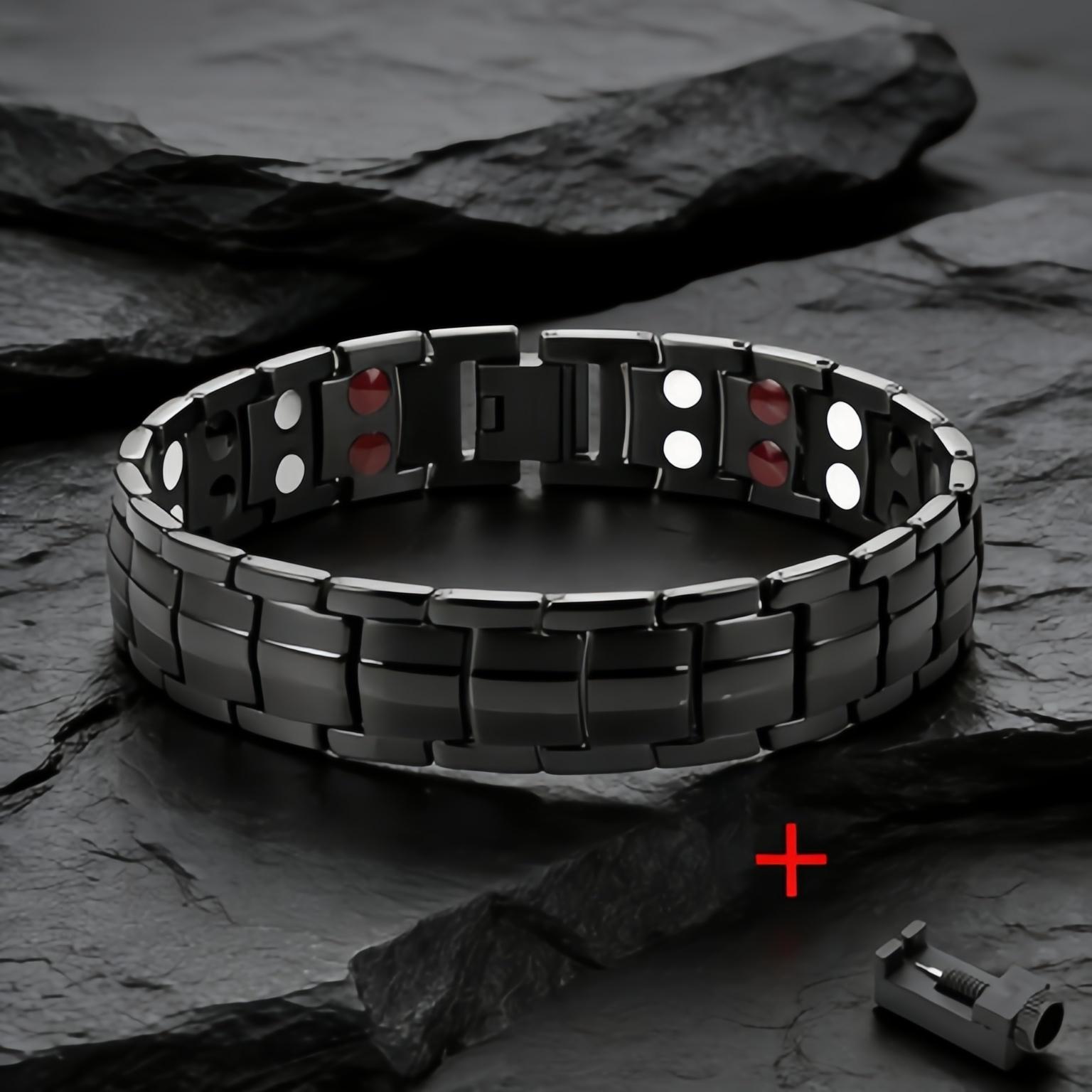 

Popular Magnet Watch Chain, Detachable Double Row Men s Bracelet, Couple s Bracelet 21cm чёрный