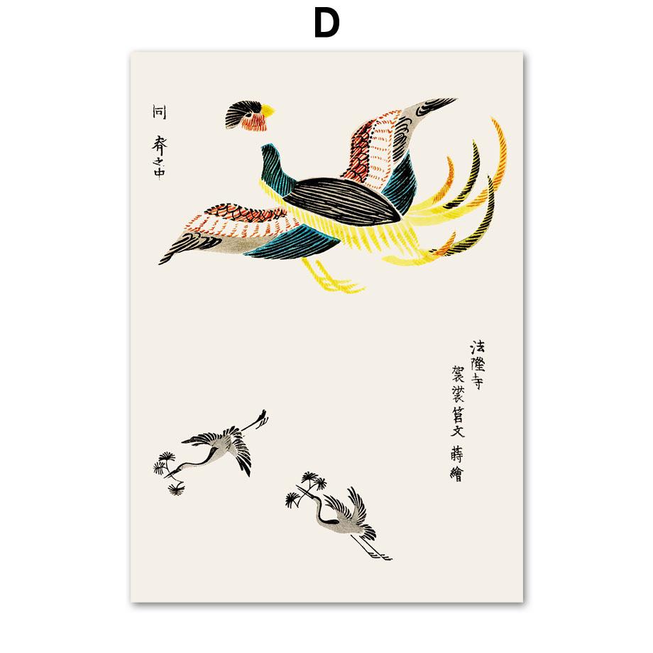 Crane Color Block Woman Watanabe Wall Art Canvas Painting Nordic Posters And Prints Wall Pictures For Living Room Japanese Decor