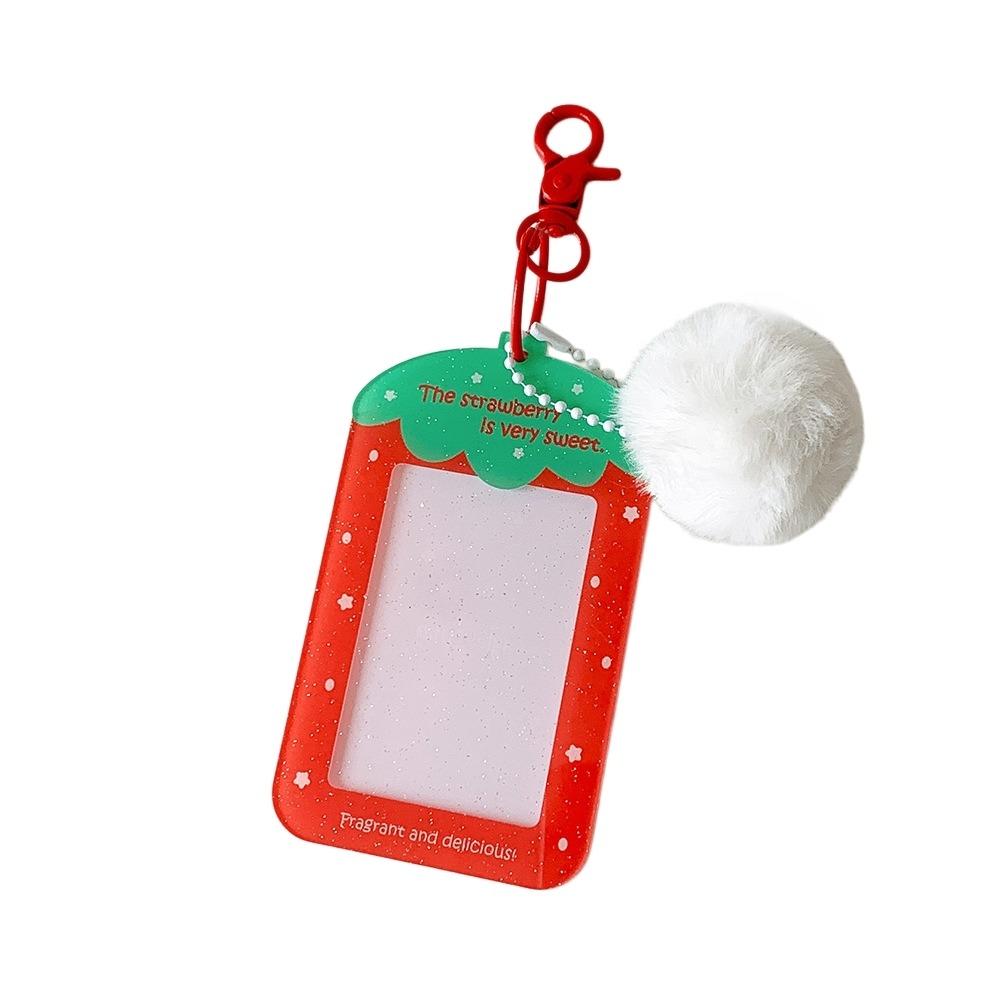 Fruit Strawberry Acrylic Photocard Holder with Keychain Card Protective Case Card Decor