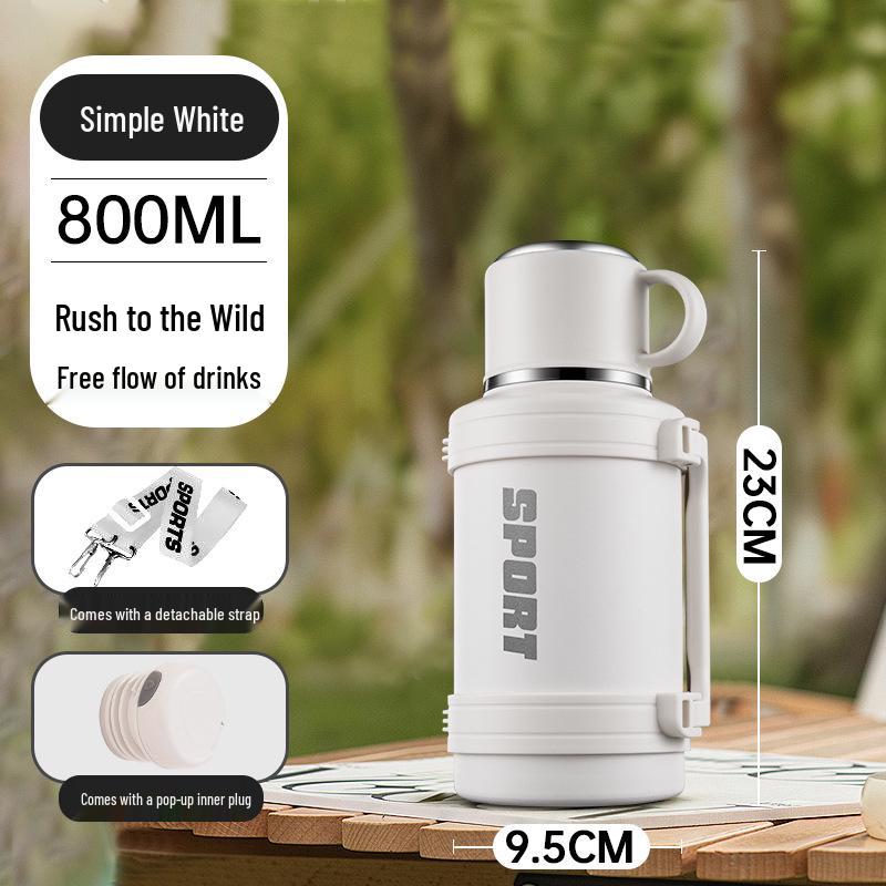 Large Capacity Stainless Steel Insulated Travel Thermos Flask - Portable, Multi-Use Hot Water Kettle