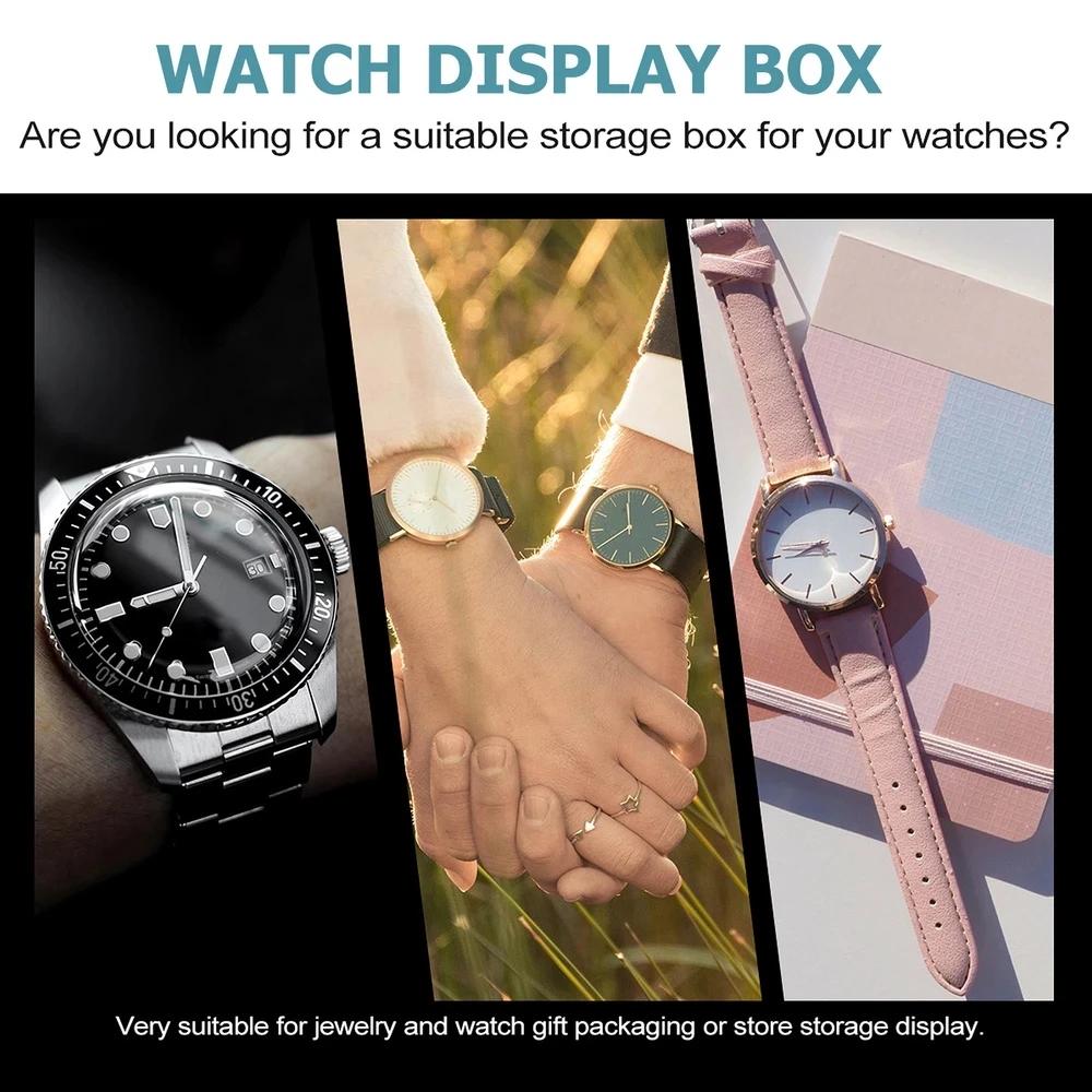 24 Slots Walnut Grain Wood Watch Storage Display Box Wristwatch Organizer Display Tray Watches Holder with Pillows Gift Cases