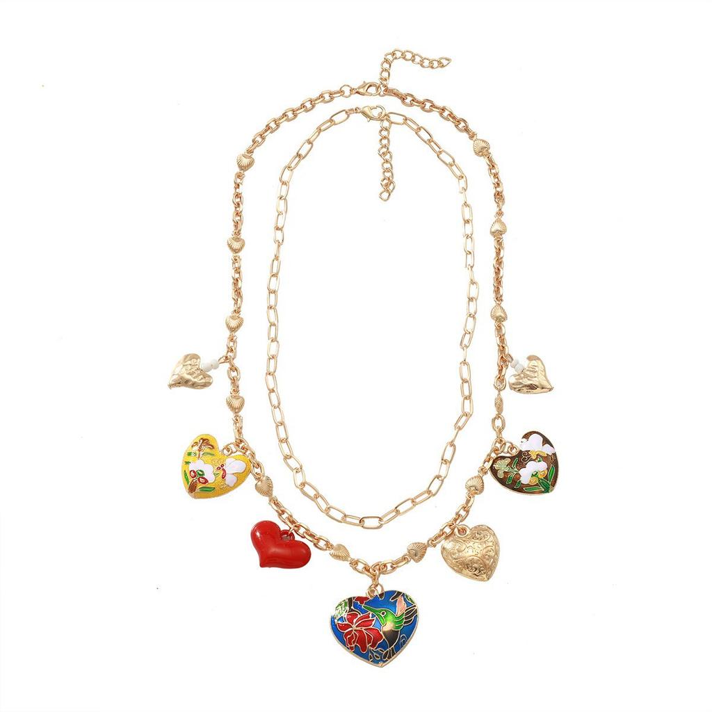 Alloy Heart Pendant Double,Layer Collarbone Chain For Women