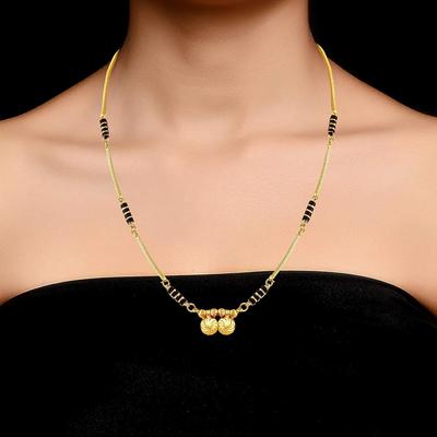 Traditional Temple Forming 1 G Gold Stylish Meenakari Maharashtrian Wati Tanmaniya Black Mangalsutra for Women