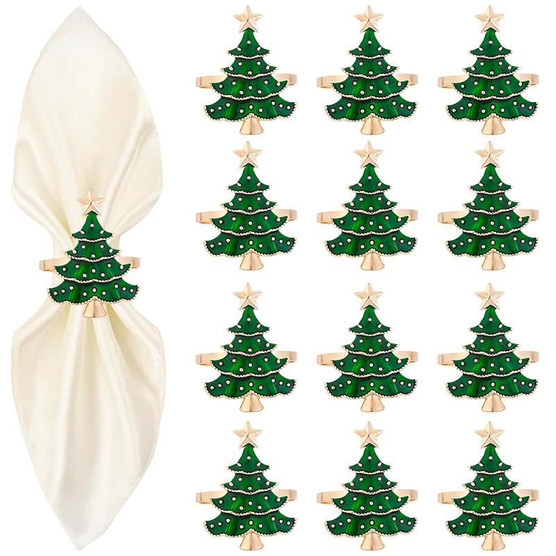 1/6Pcs Christmas Napkin Rings Xmas Tree Ornaments 2025 Christmas Home Kitchen Dinner Table Decoration New Year Party Supplies