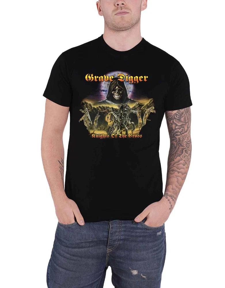 Grave Digger T Shirt Knights Of The Cross Band Logo new Official Mens Black XL