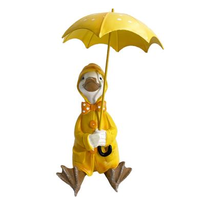 Handbemalte Figur Entenstatue zum Halten von Schirm Heimdeko Harz Skulptur Niedliche Dekoration Geschenk für Kinder Frauen Dekorative Garten Hof Zimmer