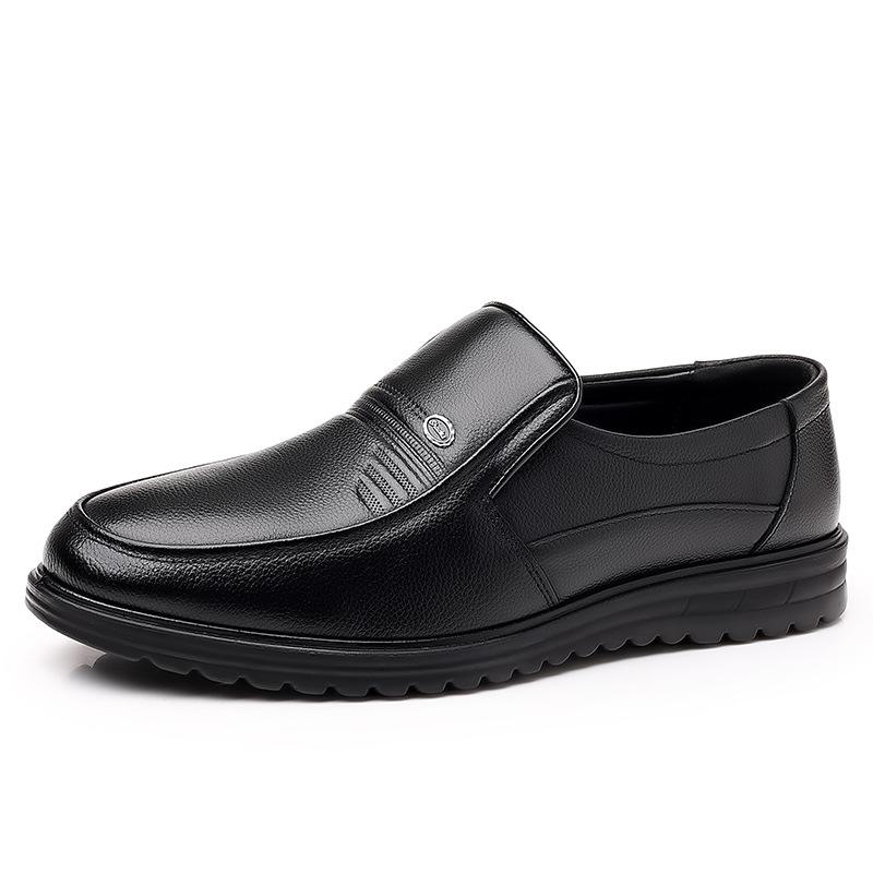 Casual Leather Shoes Men's 2025 New Business Dress Genuine Leather Men's Single Shoes Middle-aged and Elderly Father Shoes Velvet Cotton Shoes