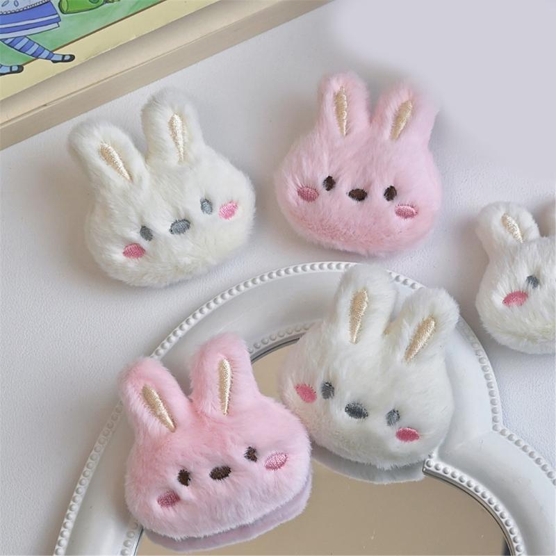Cartoon Plush Rabbit Head Brooch Soft and Comfortable Clothes Badge for Kids Teens and Adults Fashion Backpack Accessory