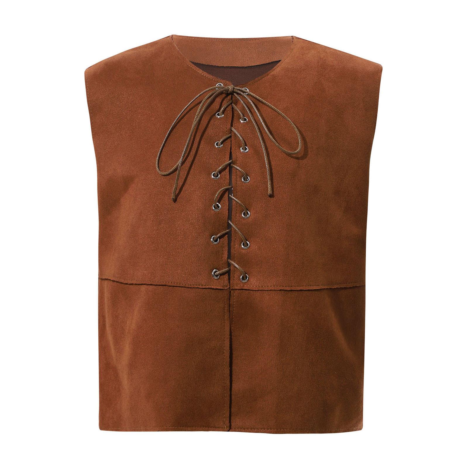 

Kids Medieval Vest Costume V Neck Sleeveless Front Lace Up Pirate Gothic Steampunk Waistcoat Renaissance Role Play 3-4 Years темно-коричневого