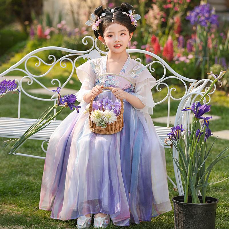 

Anneyol Girls Purple Hanfu Summer Dress 110