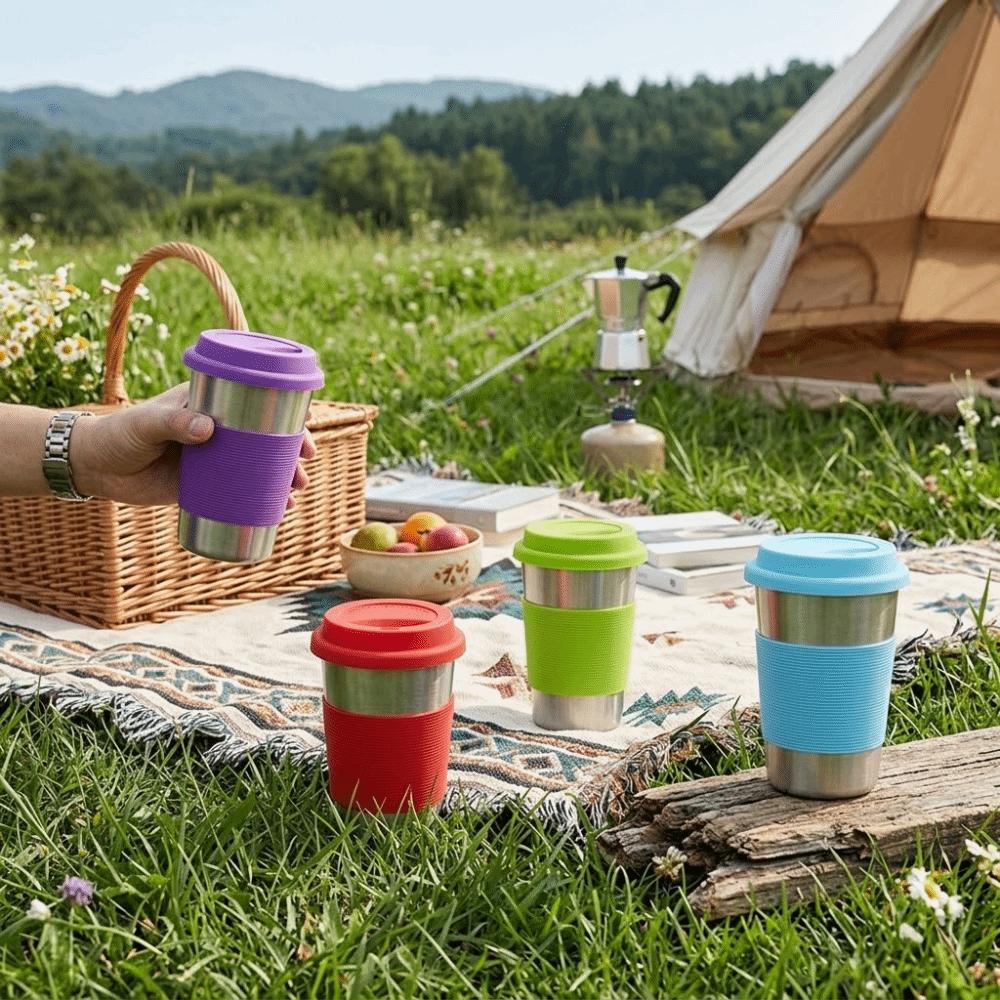 

Rolled Edge Coffee Mug 304 Steel Outdoor Cup Anti Scald Beer Cup Beer Drinking фиолетовый