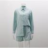 Casual Stripe Women's Suit Laple Single Breasted Pockets Long Sleeve Shirts High Waist Shorts Pants Female Sets Lady Beach Wears