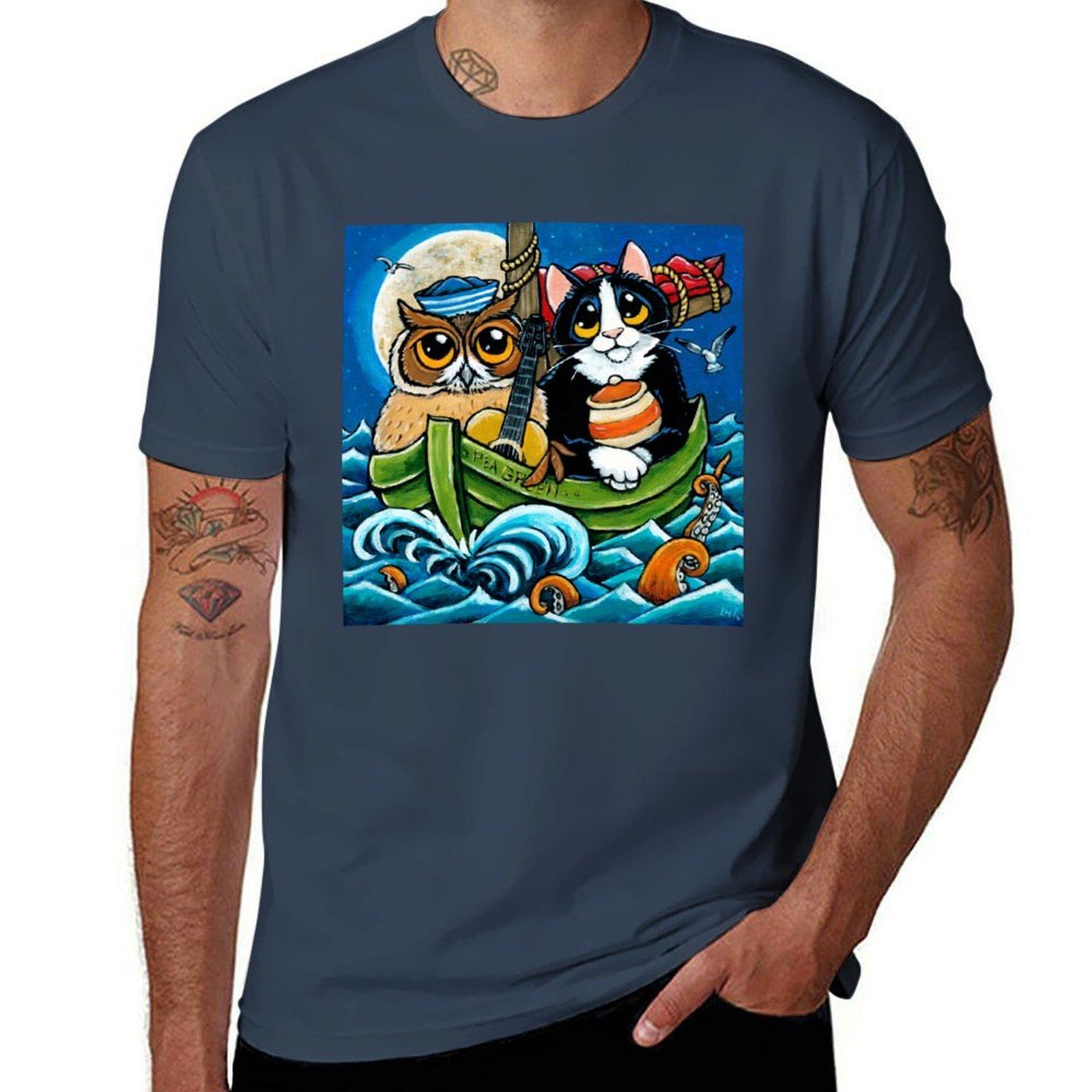 Owl and the Pussycat at Sea TShirt Casual Graphic Print Tee S