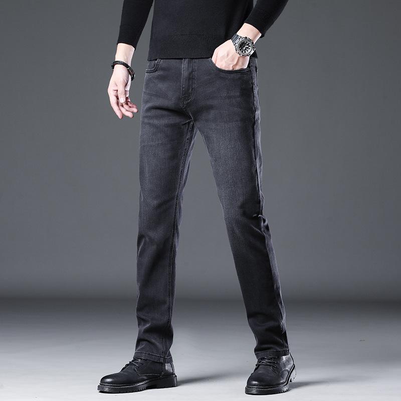 Autumn New Men's Jeans Elastic Loose Straight Leg Youth All-match Denim Trousers Fashionable Iron-free Light Business