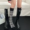 Spring/Summer Retro Plaid Calf Socks – Trendy, Comfortable, Breathable, and Sweat-wicking Cotton for Long-lasting Comfort.