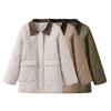 Womens Quilted Color-Block Collar Cotton Puffer Jacket Loose Fit Streetwear Outerwear