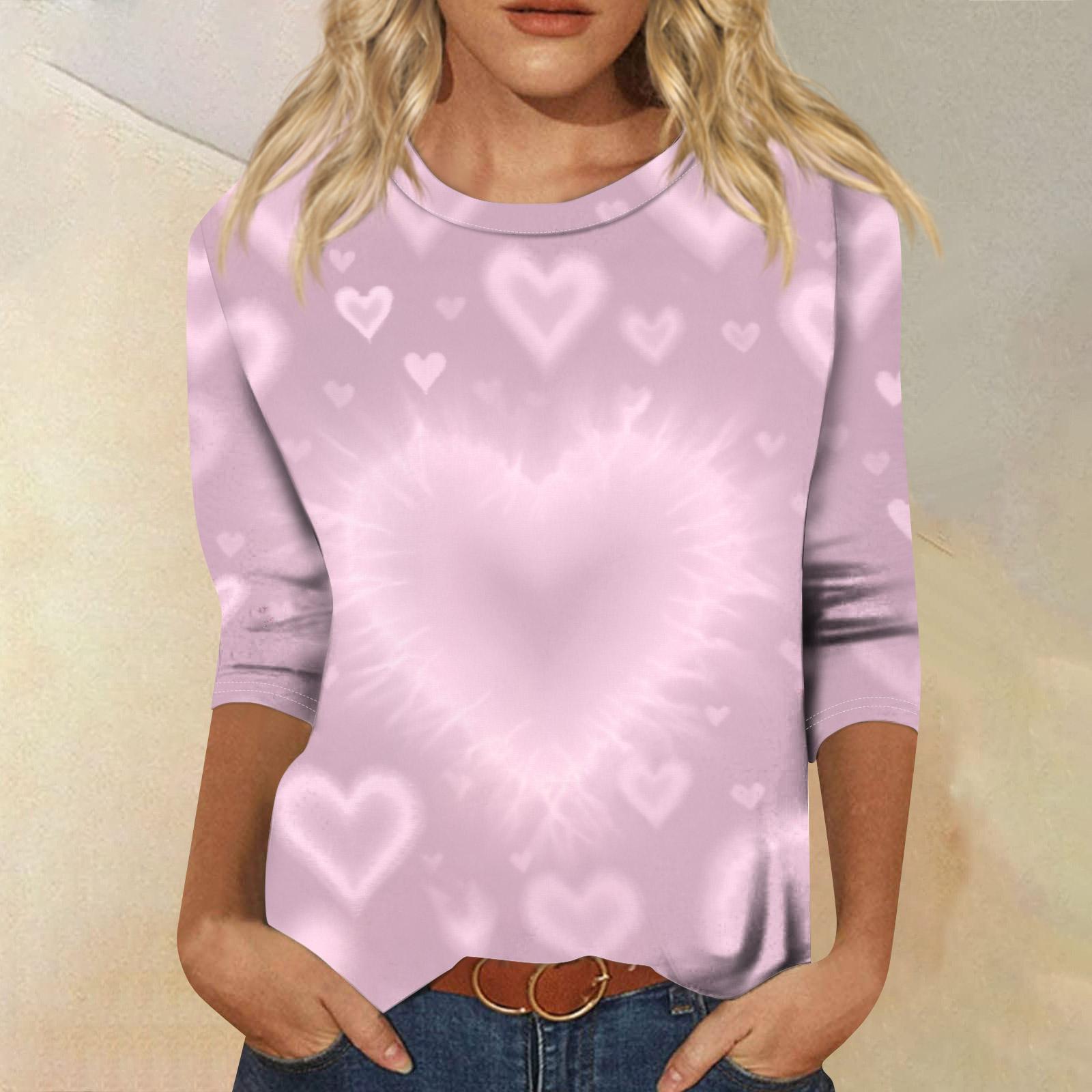 

Женский модный повседневный пуловер с рукавом три четверти, принтом ко Дню святого Валентина и круглым вырезом XL арбуз красный