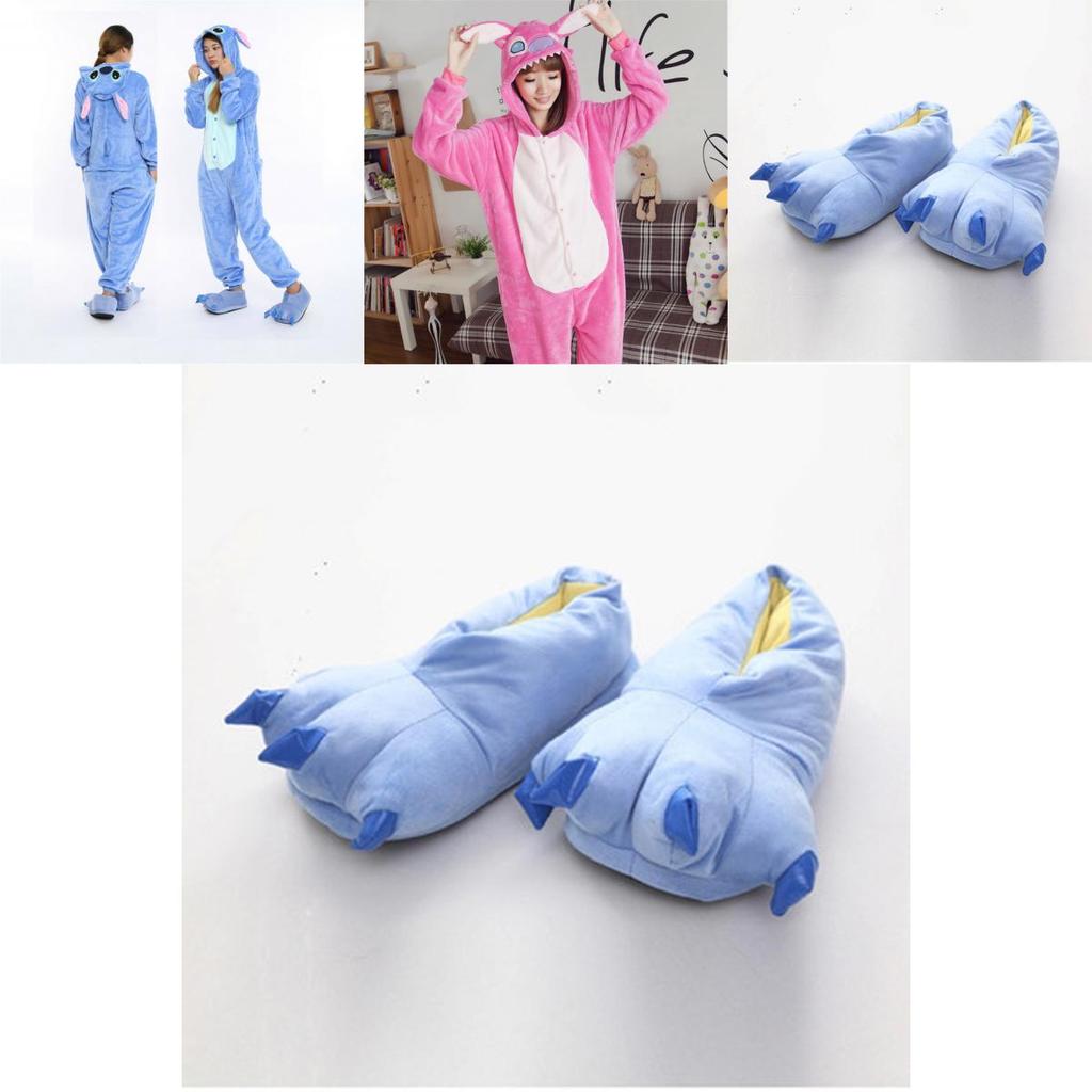 Disney Stitch Flannel Hooded Jumpsuit Pajamas Perfect For Winter And Halloween Cosplay