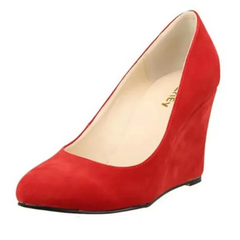 Damskor Kilklackar Vår Höst Klassiska Sexiga Spetsiga Tår Platå Höga Klackar Pumps Svart Kontorsdam Partyklänning Bröllopssko