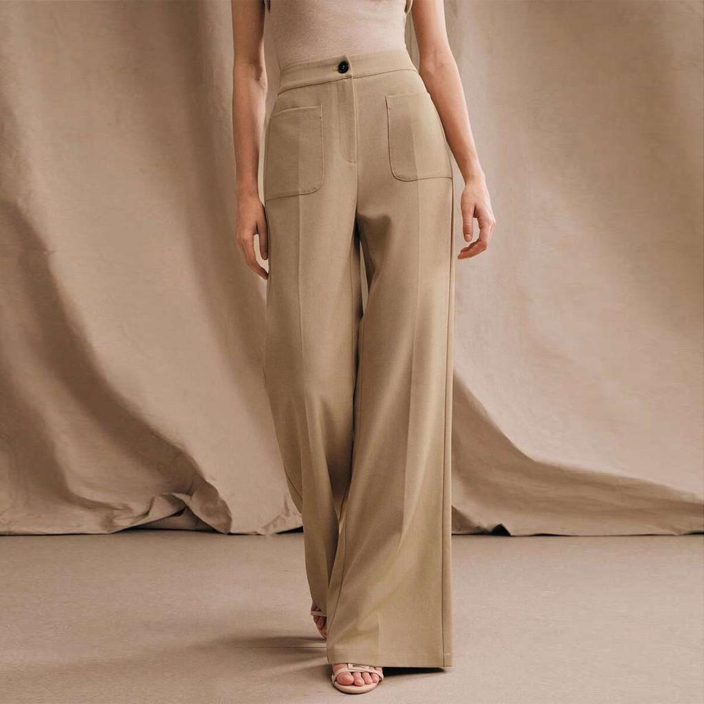 High Waist Wide Leg Pants for Women Casual Loose Fit Trousers with Front Pockets Office Style