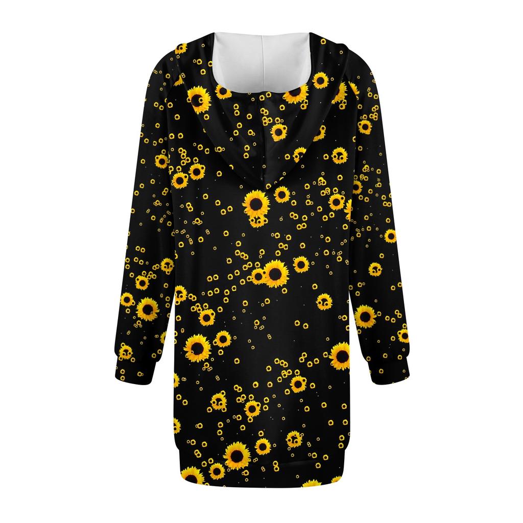 Womens Sweatshirt Dress Long Sleeve Hoodies Dresses Cute Floral Print Casual Hoodie With Pockets Fall And Winter