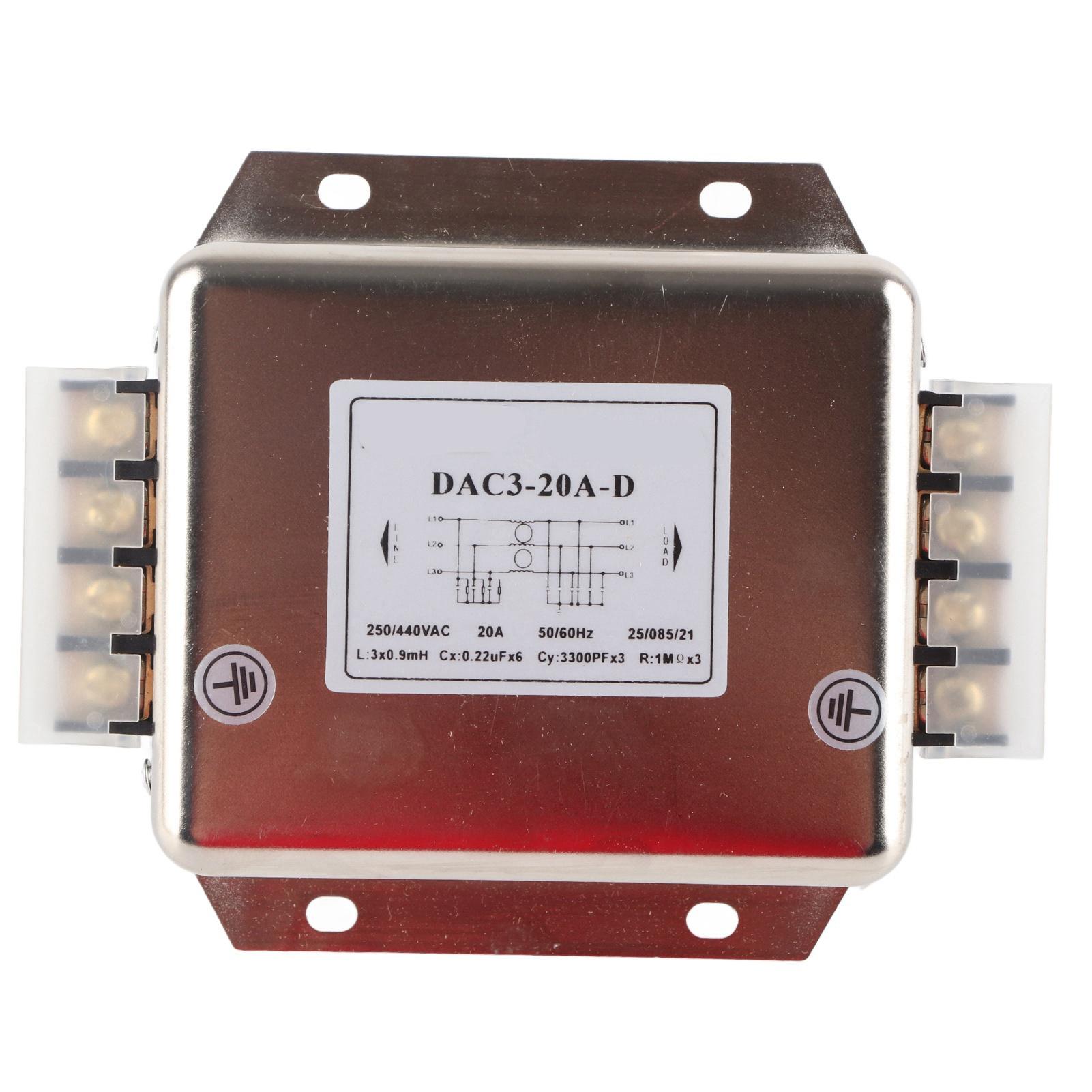 

3 Phase Terminal Filter 3 Wire for Power Line Electronic Components AC250440V 5060Hz 20A