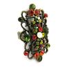 Les Trésors De Lily [A8839] - Designer Ring 'Retro Filigree' Orange / Green