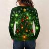 Women's Christmas Print Long Sleeve Neck Pullover Top
