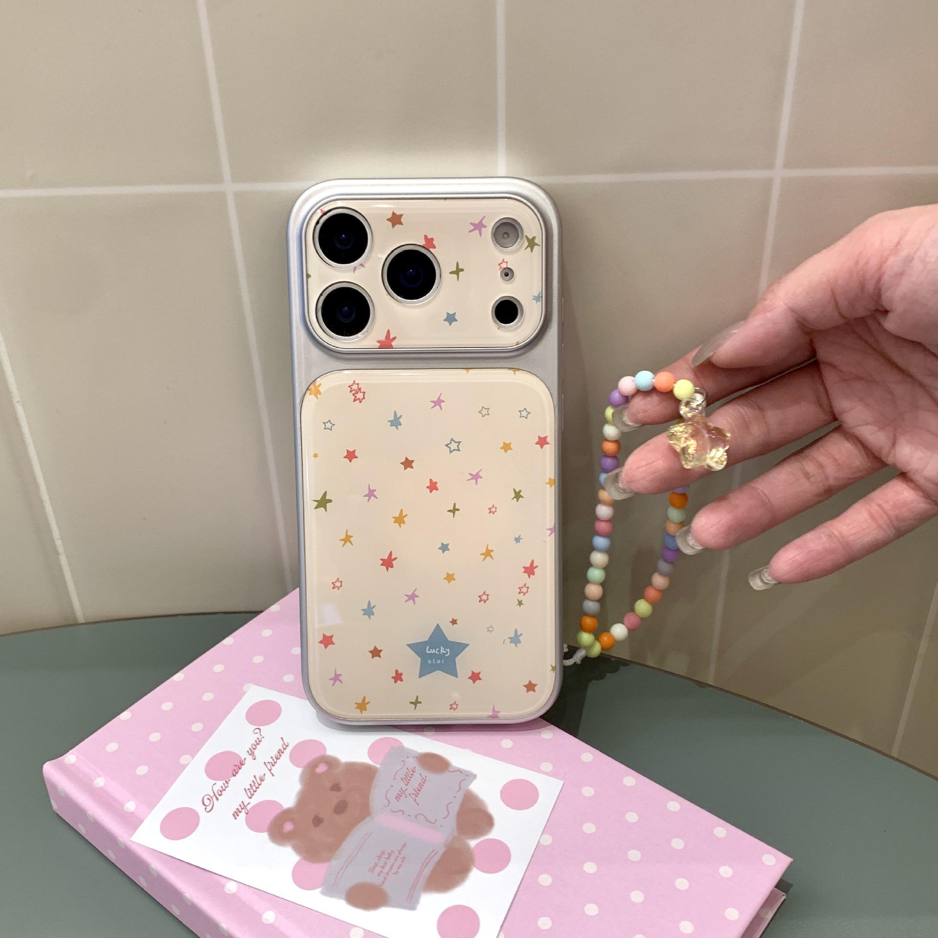 

Korean-Style Colorful Stars Chain Phone Case for iPhone 15/17 Pro Max iPhone 14 Pro Max