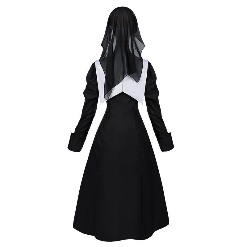 Christmas Black White Nun Outfit Dark Gothic Lolita Dress Daily Cosplay Set