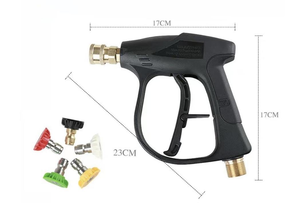 Short Trigger Gun Karcher High Pressure Washing Short Gun M22 14mm High Pressure Washer Car Wash Nozzle Quick Connect Compatible High Pressure Washing