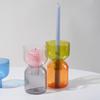 2pc Set Terrarium Hydroponic Plant Pot Flowers Candle Holders Decor Colorful Glass Vase Mini Vases
