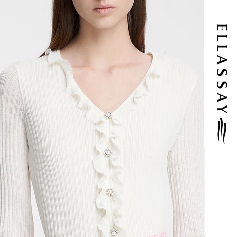 ELLASSAY Women's French Ruffle Hem Wool Blend Sweater