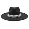 Hepburn Woolen Jazz Top Hat For Men And Women Casual 9.5Cm Big Edge Jazz Hat Felt Hat
