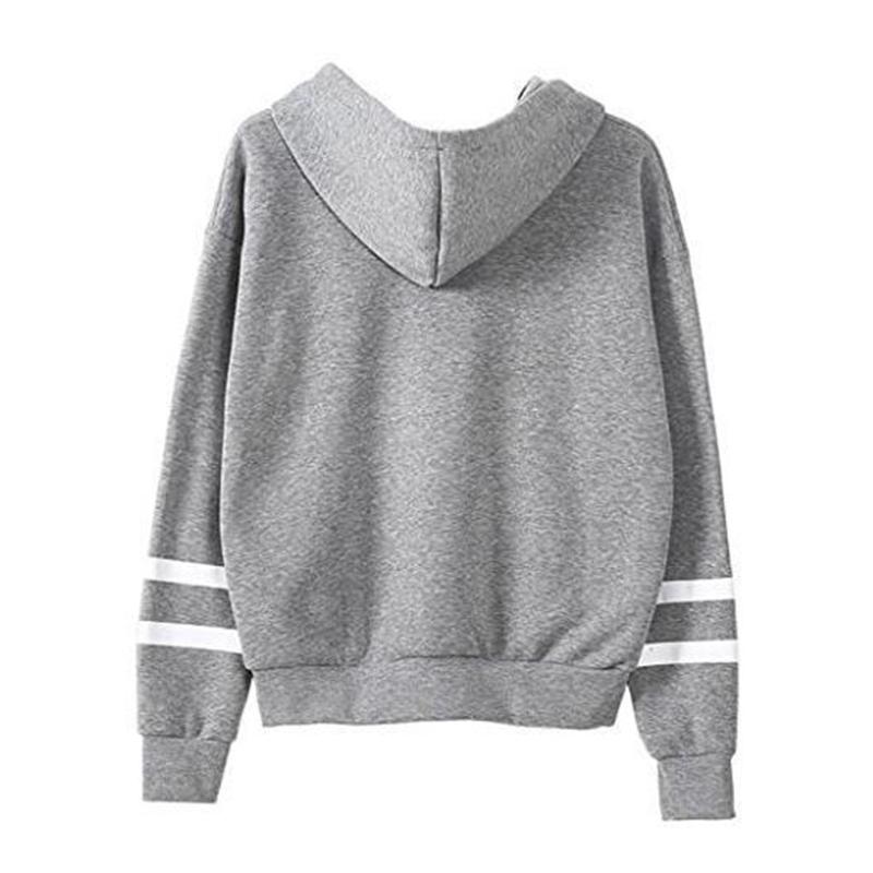 Women Rose Embroidery Hooded Pullover Long Sleeves Loose Sweatshirt