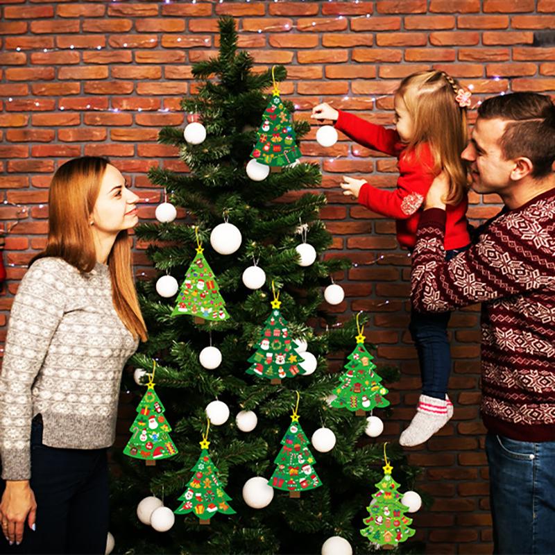 24 Sets Christmas Tree DIY Craft Kit - Create Your Own Holiday Greeting Cards with Stickers, Perfect for Xmas Party Kids Gift