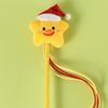 Christmas Cat Teaser Wand Interactive Toy Cartoon Apples Christmas Tree Star Gingerbread Man Plush Rod for Cats Safe Material Pet Supplies