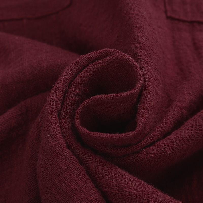 Camicetta da Donna Oversize in Cotone e Lino a Manica Lunga con Vestibilità Casual e Tasche Frontali