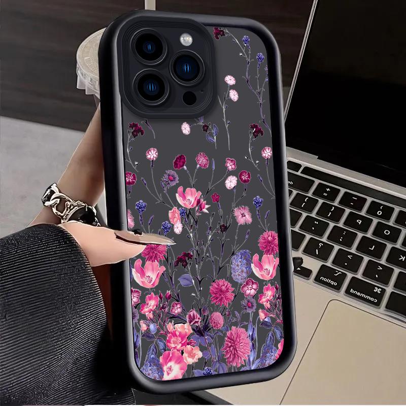 Retro Watercolor Wild Flowers Case for iPhone 17 Air 16 E 15 14 Plus 13 12 Mini 11 Pro Max Washable Dustproof Silicone Cover