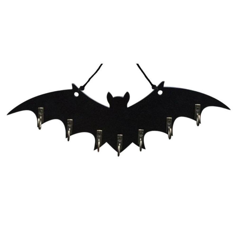 Retro Platzsparender Organizer Kleiderbügelständer Halloween Gotischer Schlüsselhalter Holzfledermaus Wandhaken Eingangsbereich