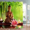 Tenda Doccia Zen Paesaggio di Loto Tenda Doccia Meditazione Pietre Zen Bambù Verde Fiore Pianta Tende Doccia Arredo Bagno