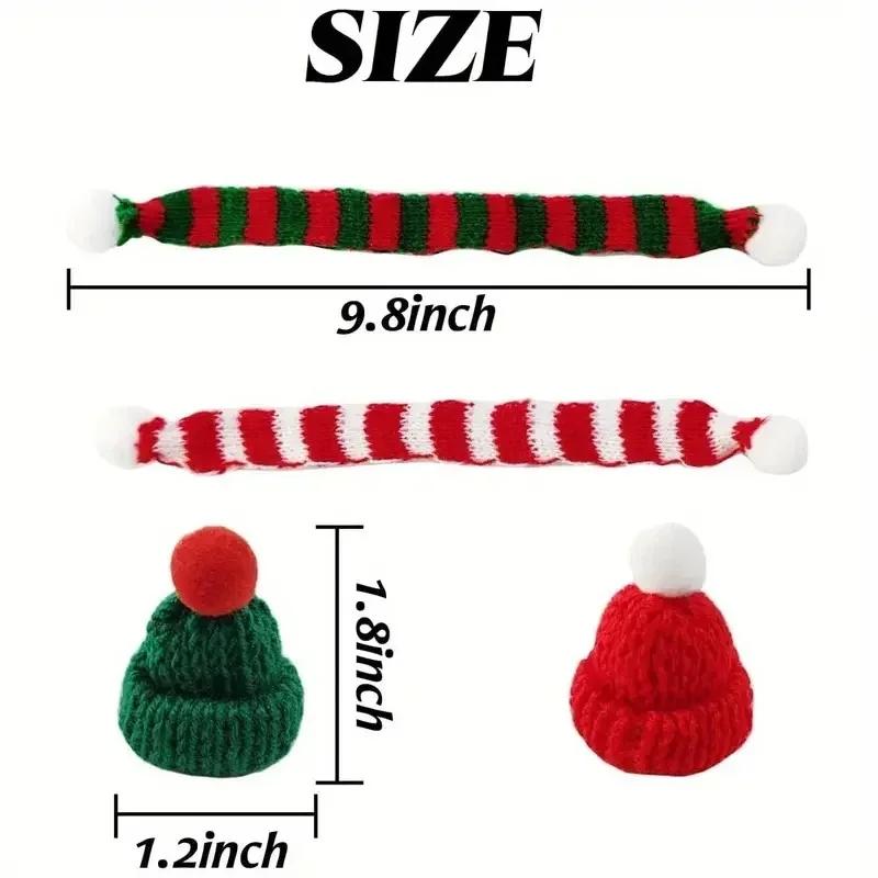 10-100PCS Mini Christmas Tree Ornaments Hats and Scarves Red Green Knit Yarn Pom Pom Holiday Hanging Decor Party Accessories