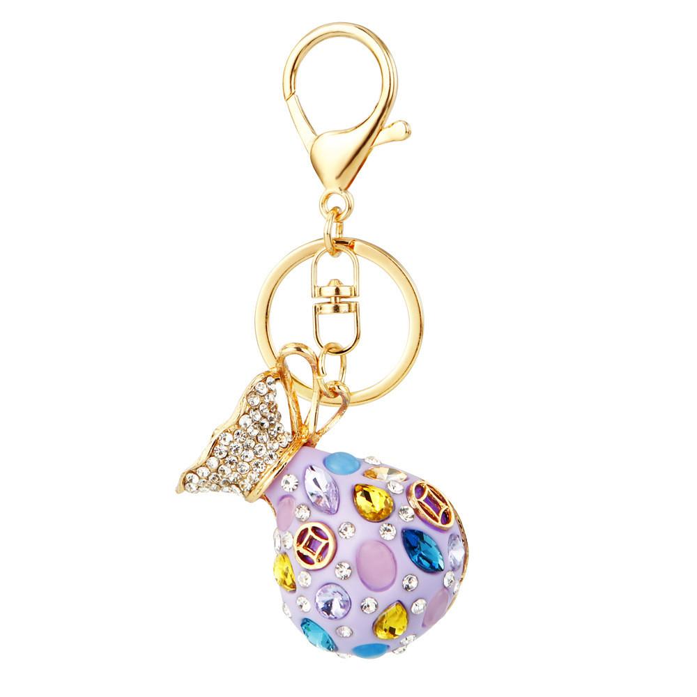 Exquisite Diamond Embellished Fortune Bag Car Keychain Elegant Gift For Women