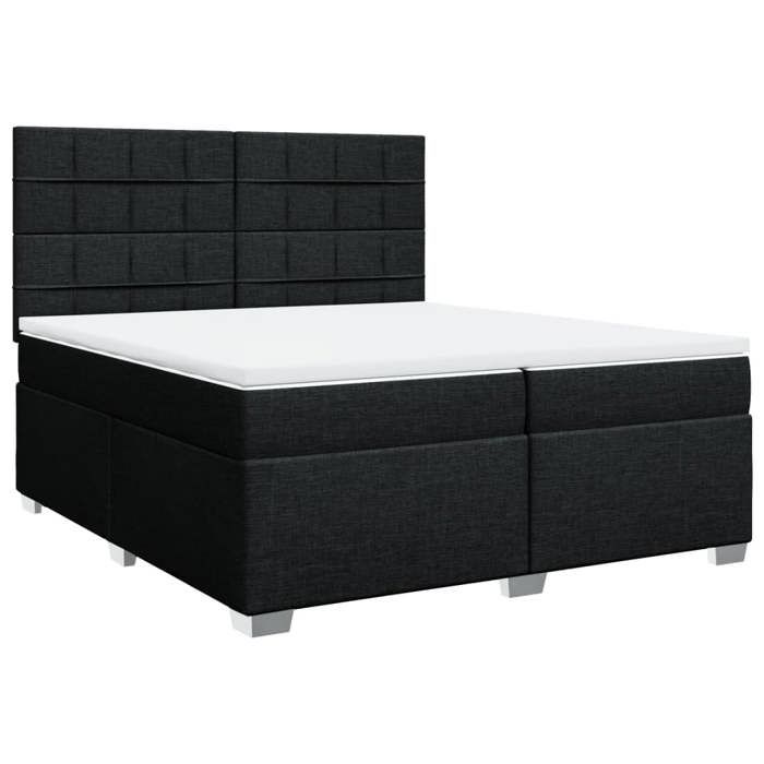 Bed Frame with Mattress - Maison Exclusive - Slatted Base - 200x200 Cm - Black Fabric