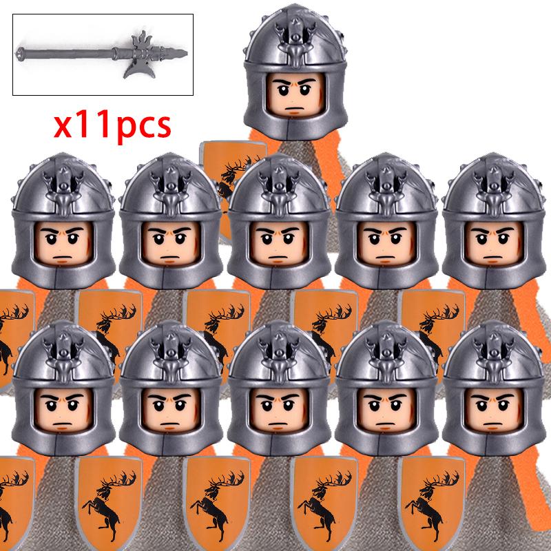 MOC Creative Medieval Game Valley Kinghts Ailin Guard Figures Warrior Armored Soldiers Army Weapons Helmet Blocks Bricks Toys
