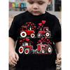 European Sizes Children1pc CHICFULL Valentine'S Day TX60204 Boys' T-Shirt, Red Tractor and Hearts Print, Casual Crew Neck, Polyester Knit Fabric