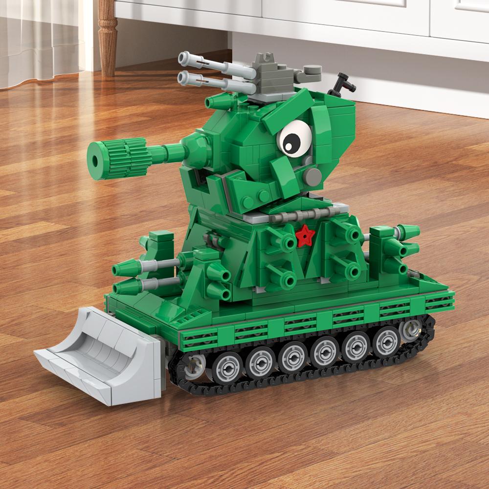 MOC Military Tank Building Blocks Heavy KV44 Tank Model Vehicle with Dozer Blade Classic Toys Adult Collections Gifts